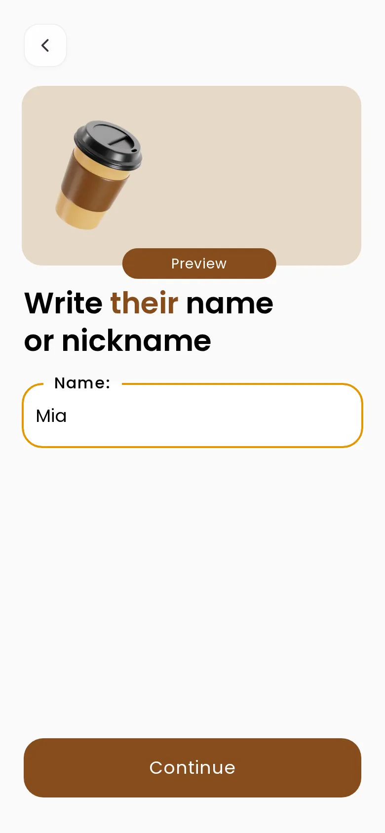 Field to type the name or nickname of the person in Rosify